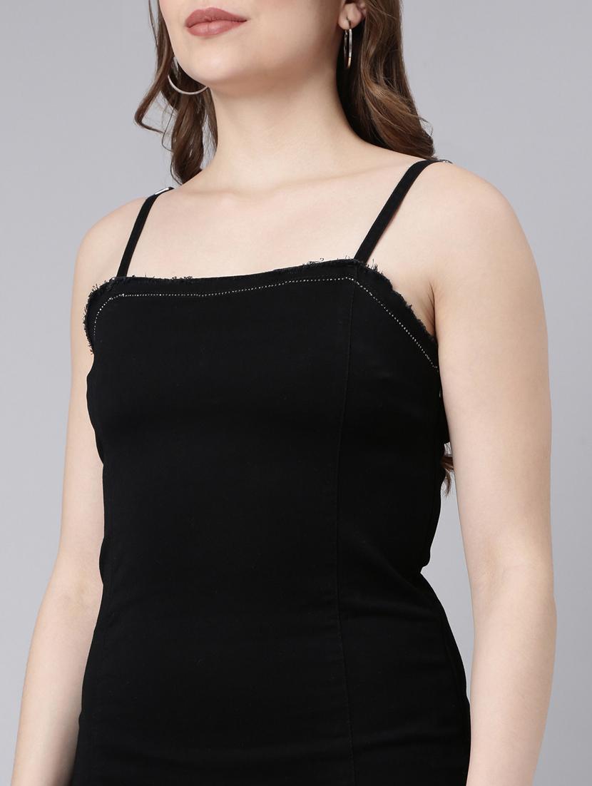 women solid shoulder strap bodycon dress - 20915818 - Standard Image - 6