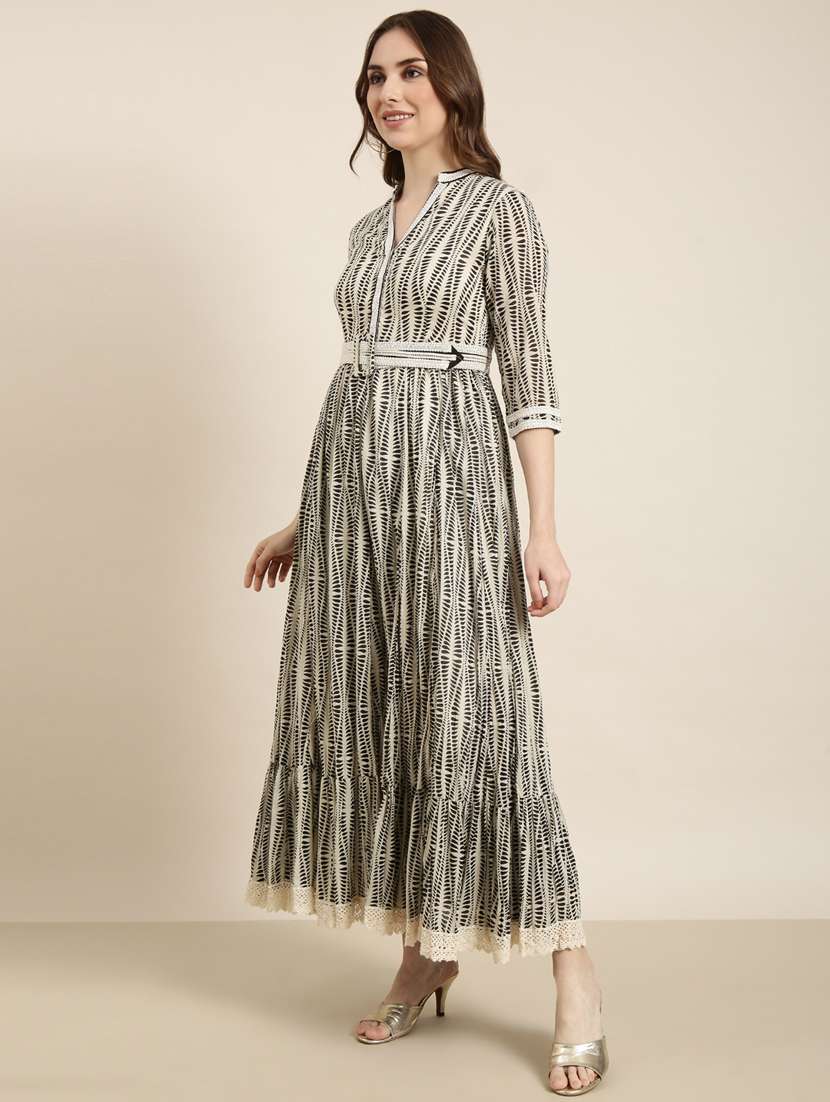 women cream printed detailed maxi dress - 20915826 - Standard Image - 1