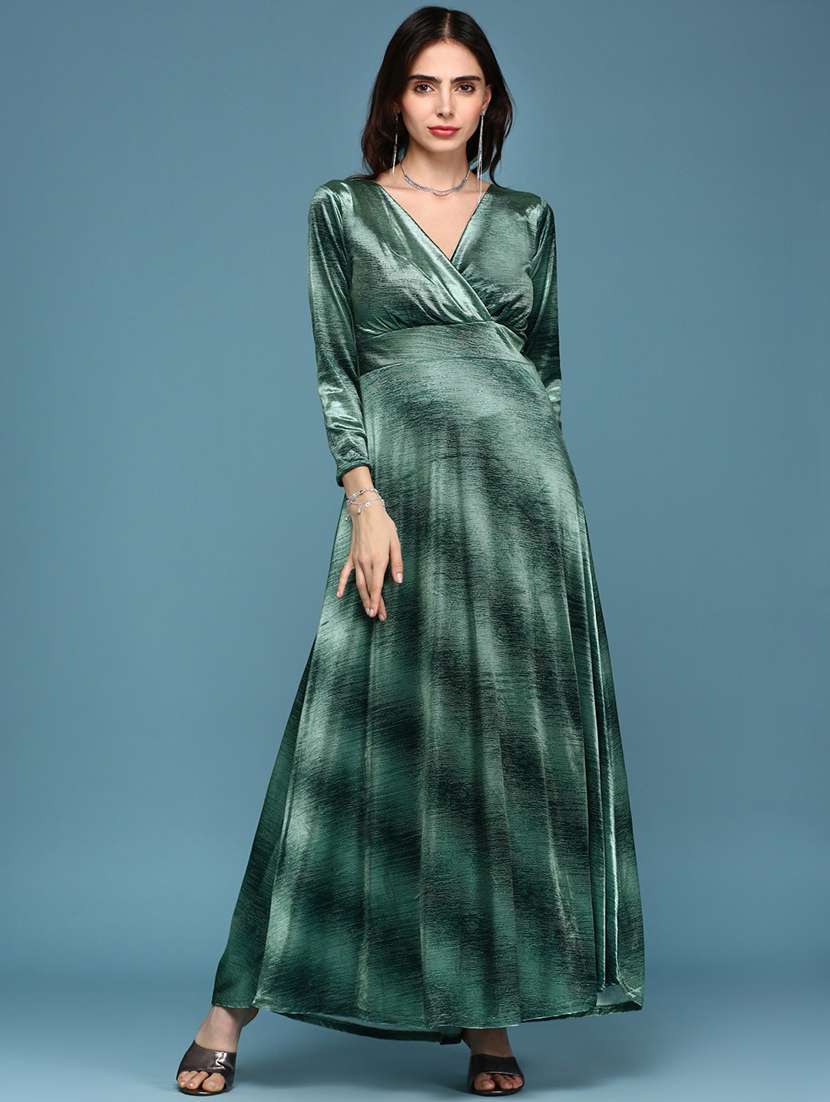 women green self-designed fit & flare dress