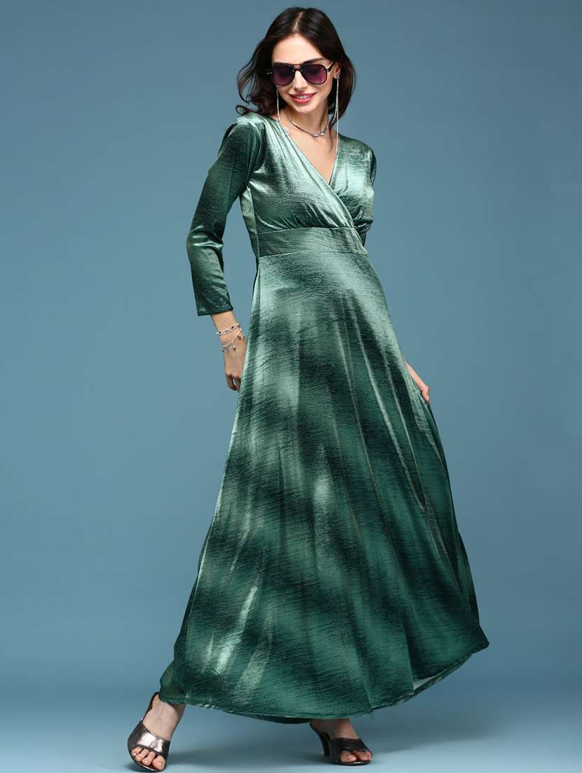 women green self-designed fit & flare dress - 20915836 -  Standard Image - 1