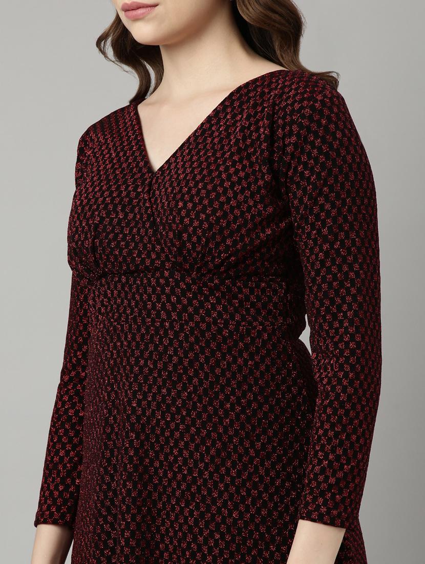 women maroon self-designed fit & flare dress - 20915843 - Standard Image - 6