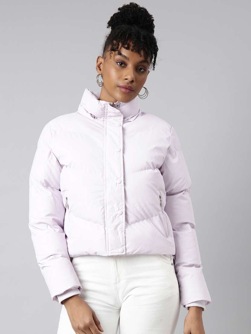 lavender leather puffed jacket - 20917072 - Standard Image - 1