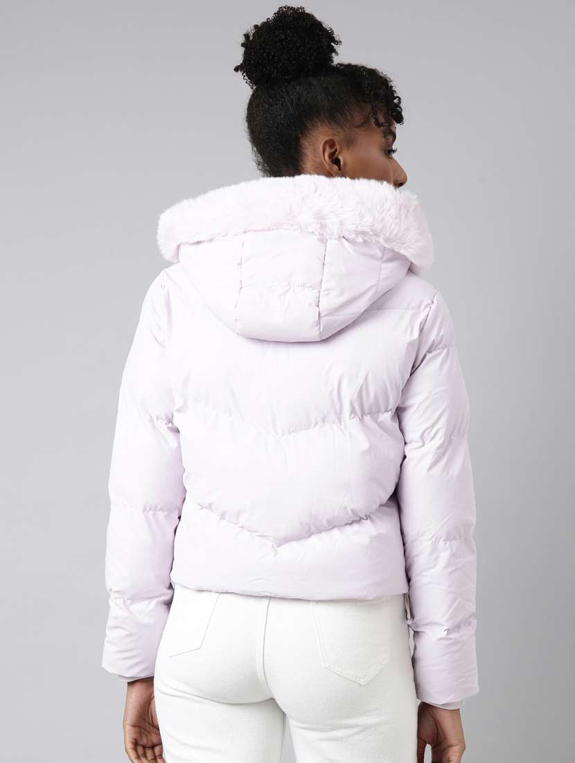 lavender leather puffed jacket - 20917072 - Standard Image - 4