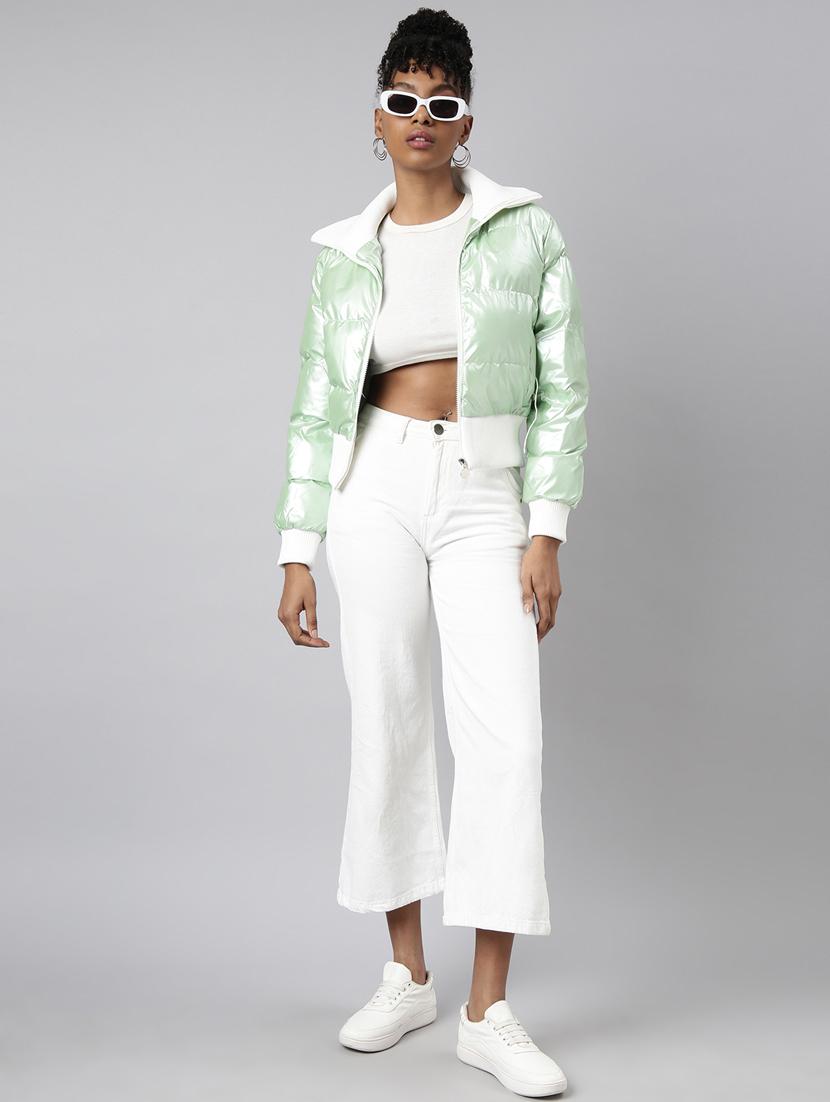women solid long sleeve quilted jacket - 20917074 - Standard Image - 4