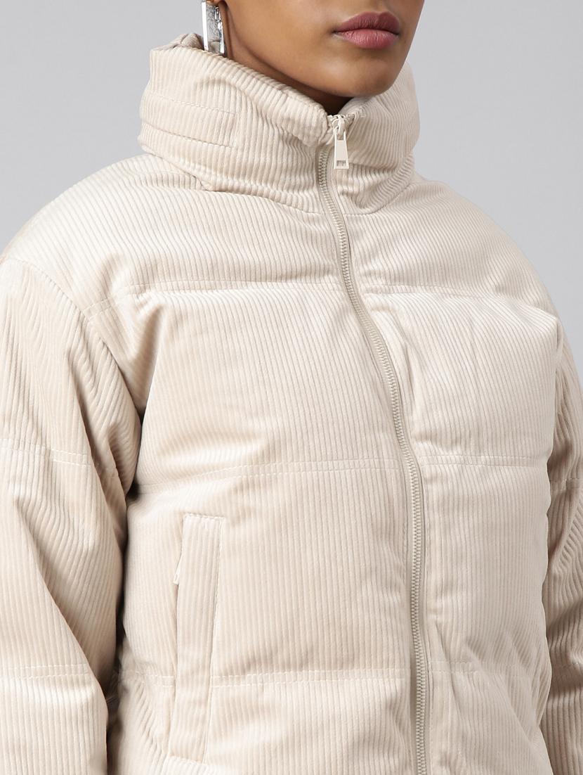 cream cotton blend puffed jacket - 20917077 - Standard Image - 6