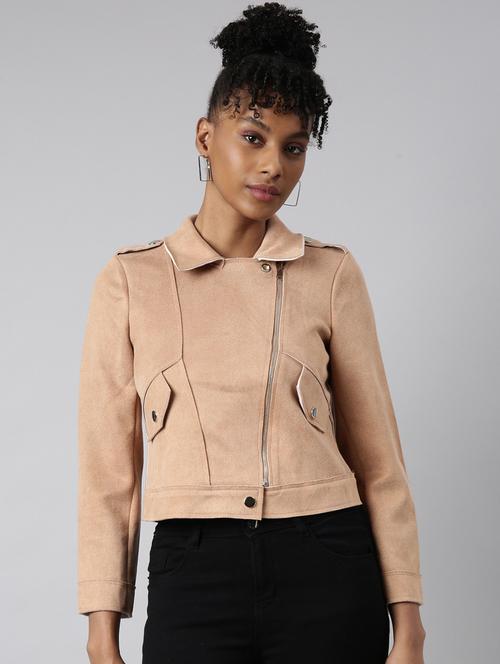 beige suede bomberbiker jacket - 20917115 -  Standard Image - 0