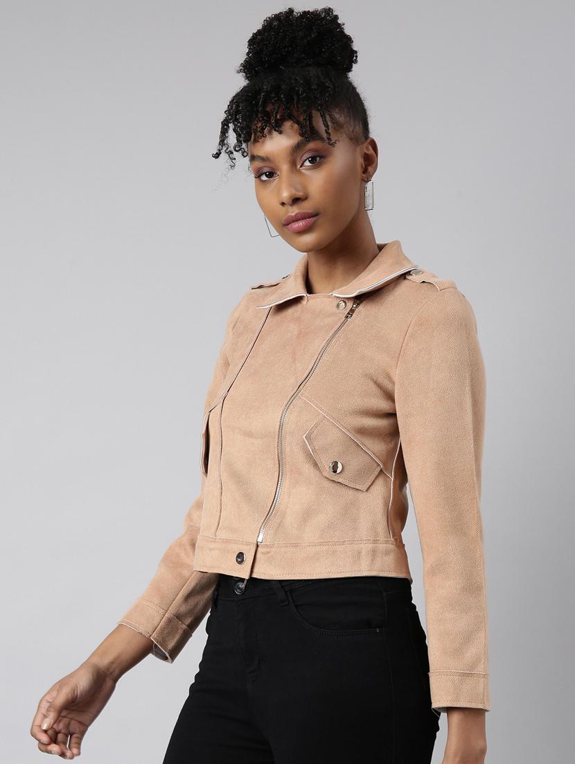 beige suede bomberbiker jacket - 20917115 -  Standard Image - 1