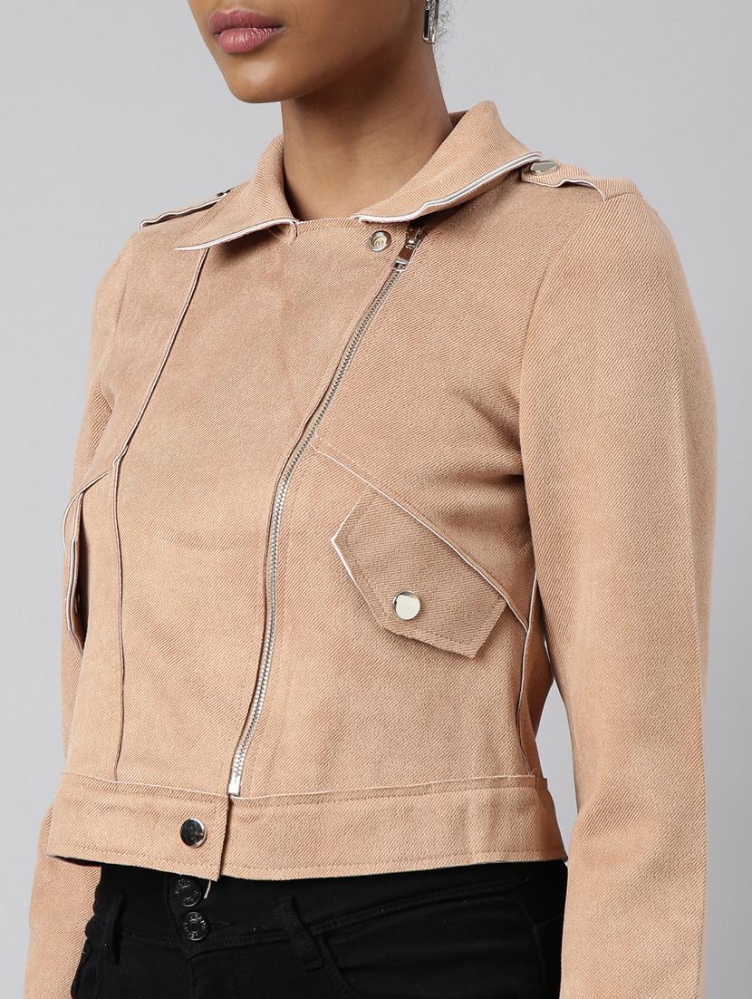 beige suede bomberbiker jacket - 20917115 - Standard Image - 6