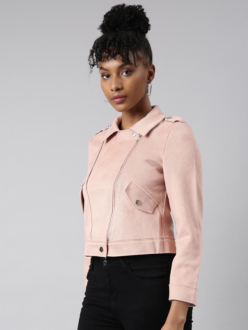 peach suede bomberbiker jacket - 20917117 -  Standard Image - 1