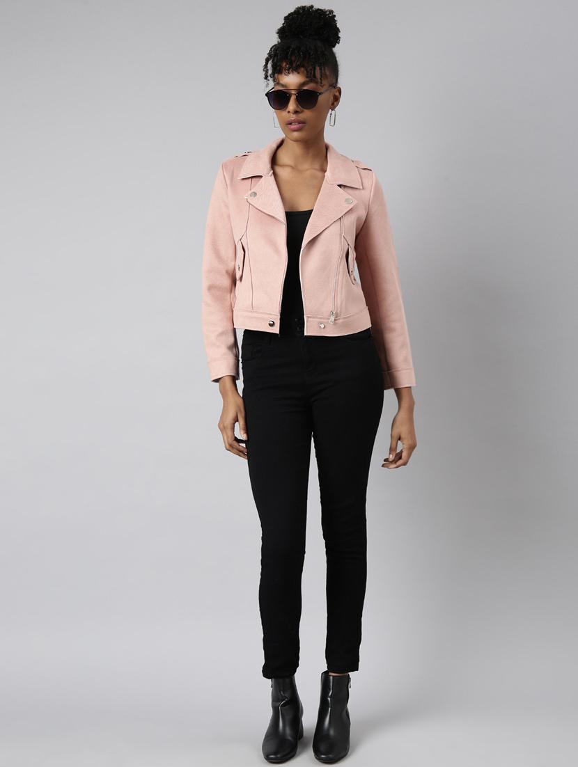 peach suede bomberbiker jacket - 20917117 - Standard Image - 4