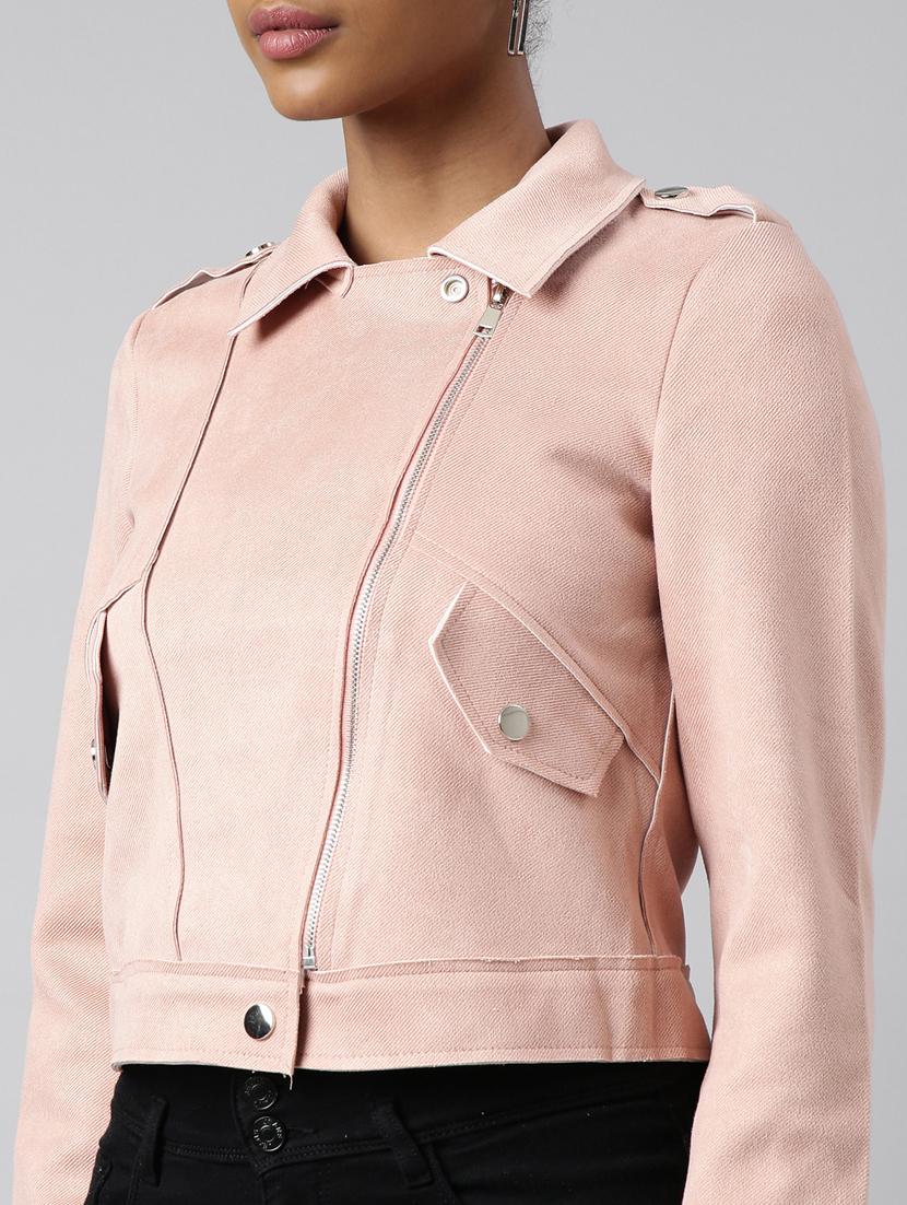 peach suede bomberbiker jacket - 20917117 - Standard Image - 6