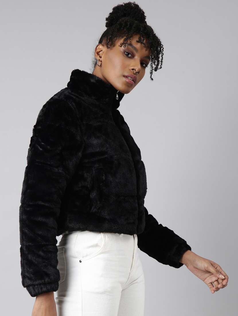 black faux fur  jacket - 20917143 -  Standard Image - 1