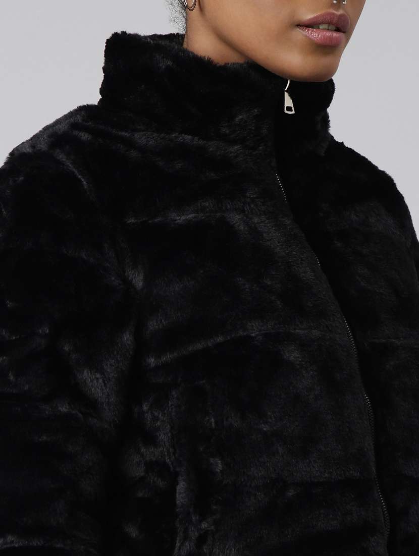 black faux fur  jacket - 20917143 -  Standard Image - 6