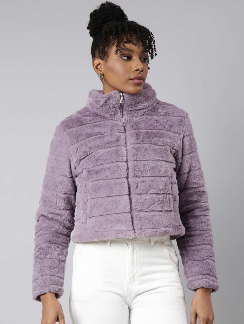 lavender faux fur jacket