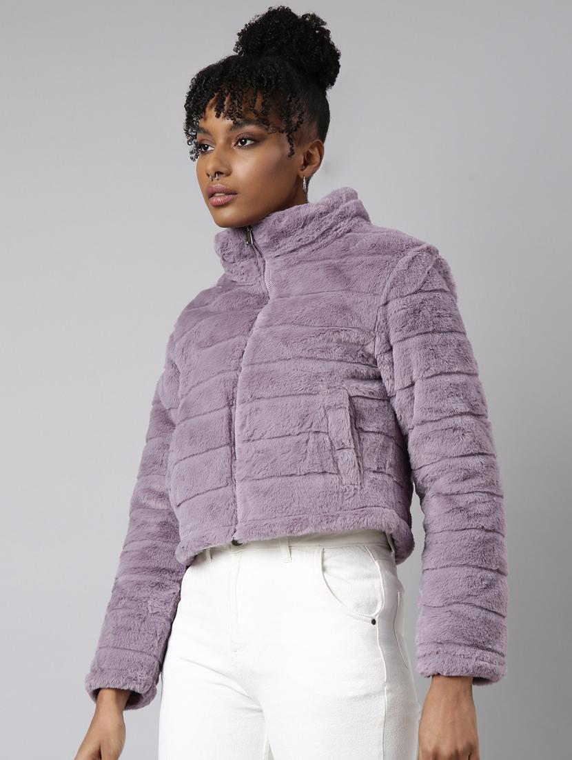 lavender faux fur jacket - 20917147 - Standard Image - 1
