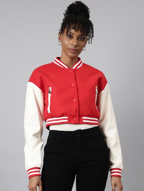 red fleece varsity jacket - 20917149 -  Standard Image - 0