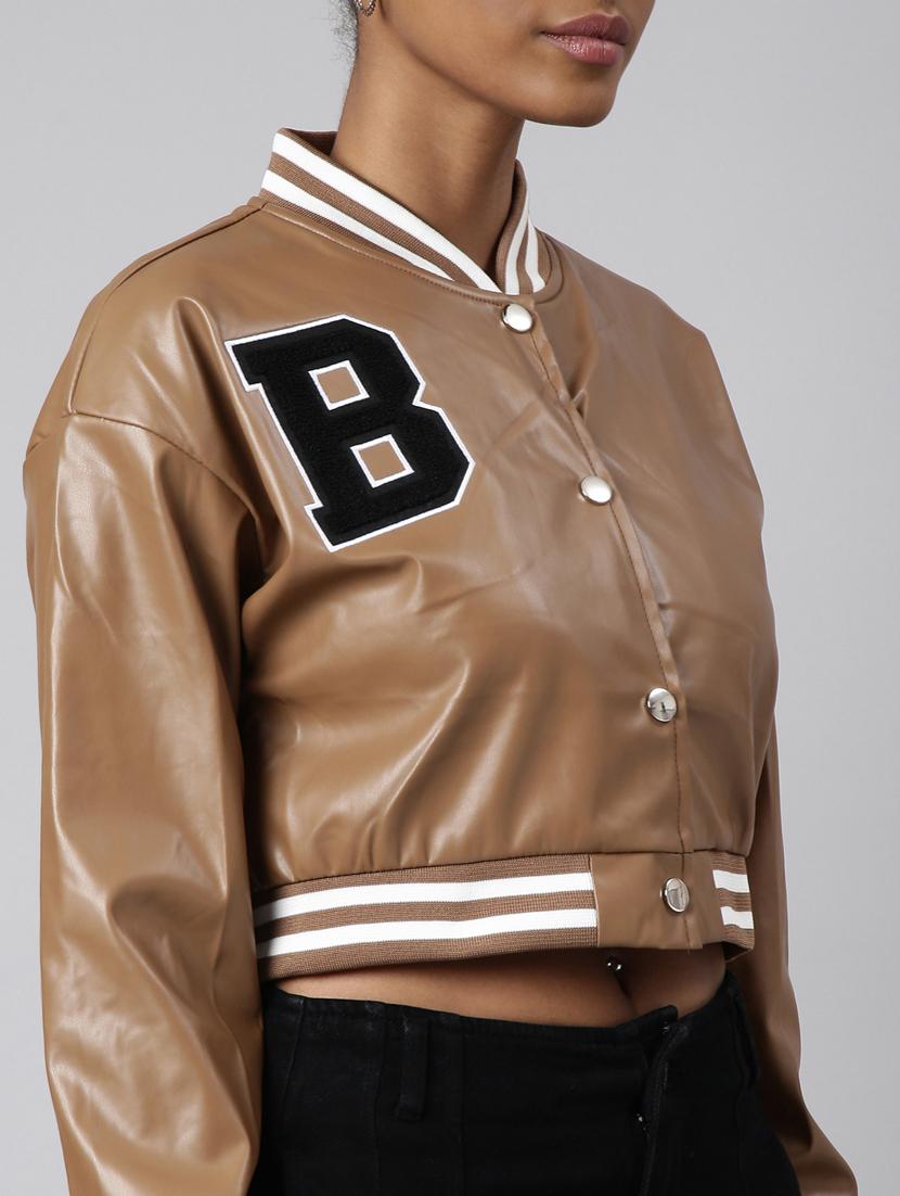 brown leather varsity jacket - 20917153 - Standard Image - 6