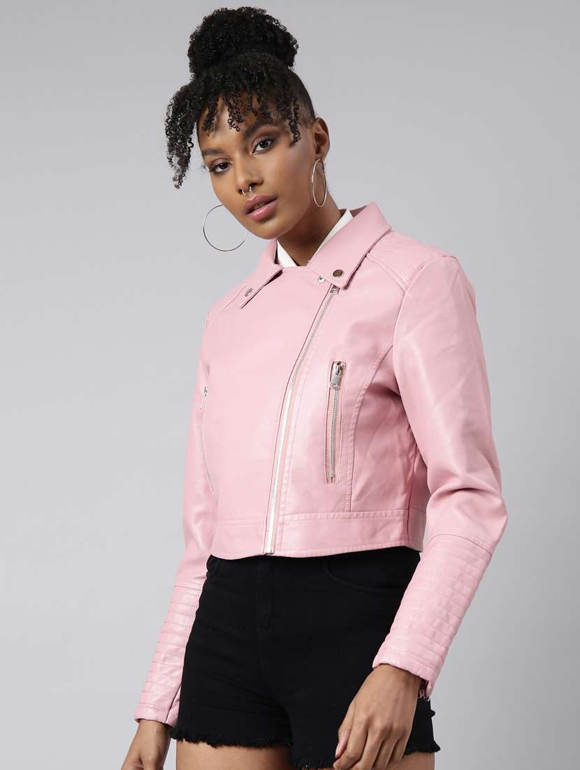Pink Leather Bomberbiker Jacket - 20917158 -  Standard Image - 1