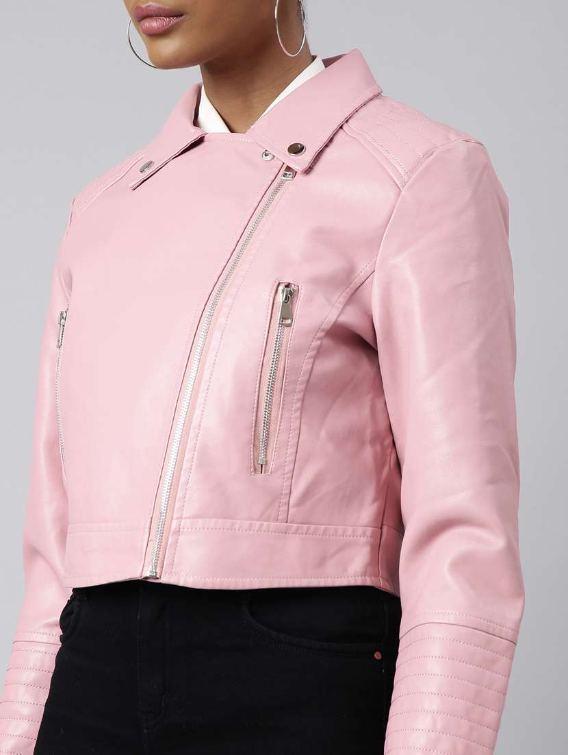 Pink Leather Bomberbiker Jacket - 20917158 -  Standard Image - 6