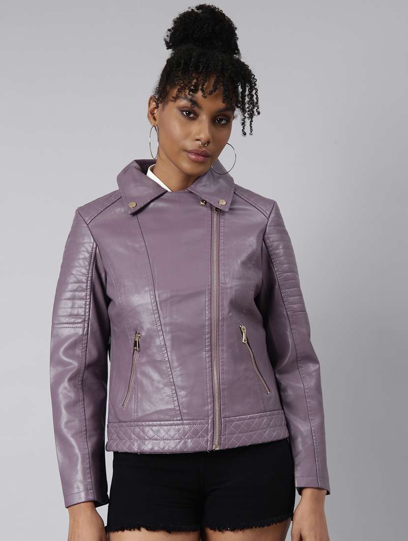 purple leather bomber/biker jacket