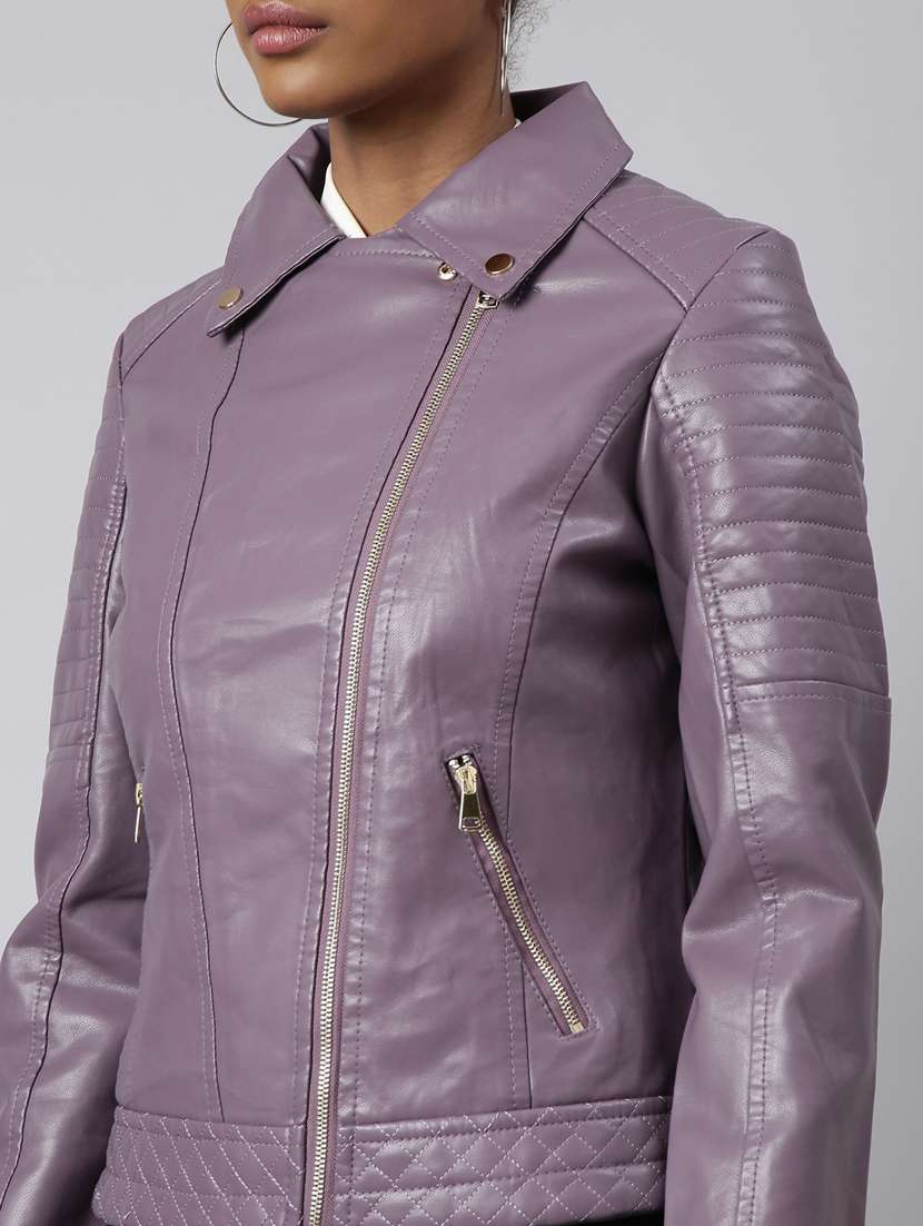 purple leather bomber/biker jacket - 20917160 -  Standard Image - 6