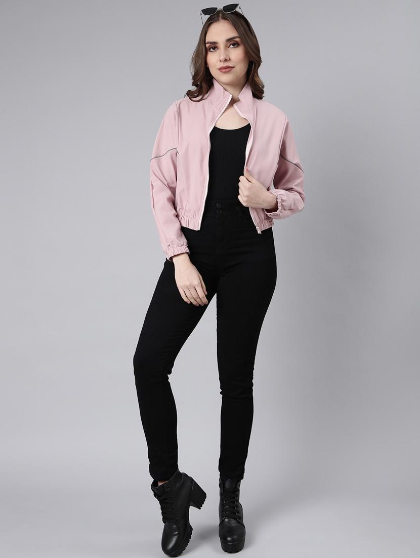 peach nylon bomberbiker jacket - 20917174 - Standard Image - 4