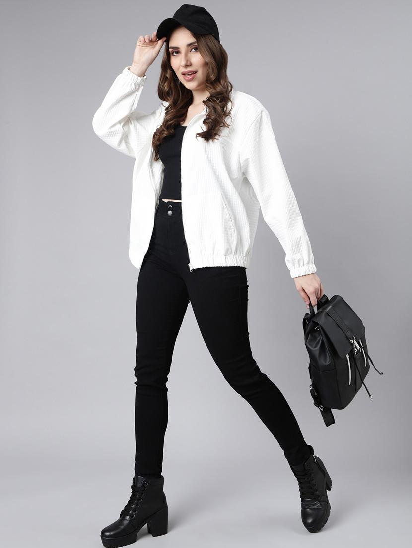 white nylon bomberbiker jacket - 20917184 - Standard Image - 4