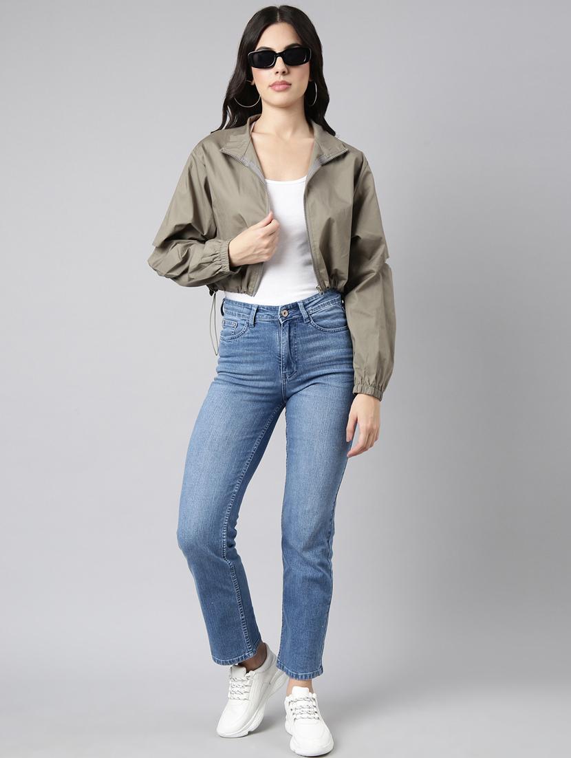 olive cotton blend bomberbiker jacket - 20917189 - Standard Image - 4