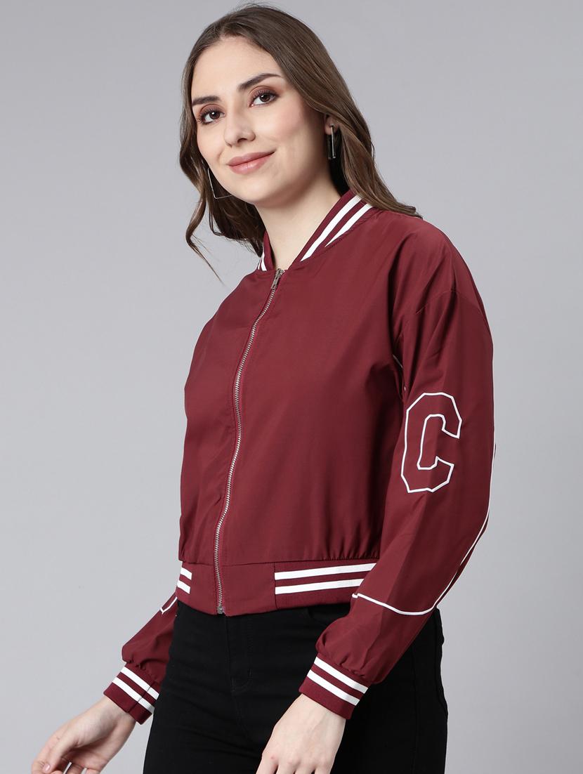 maroon nylon bomberbiker jacket - 20917197 -  Standard Image - 1