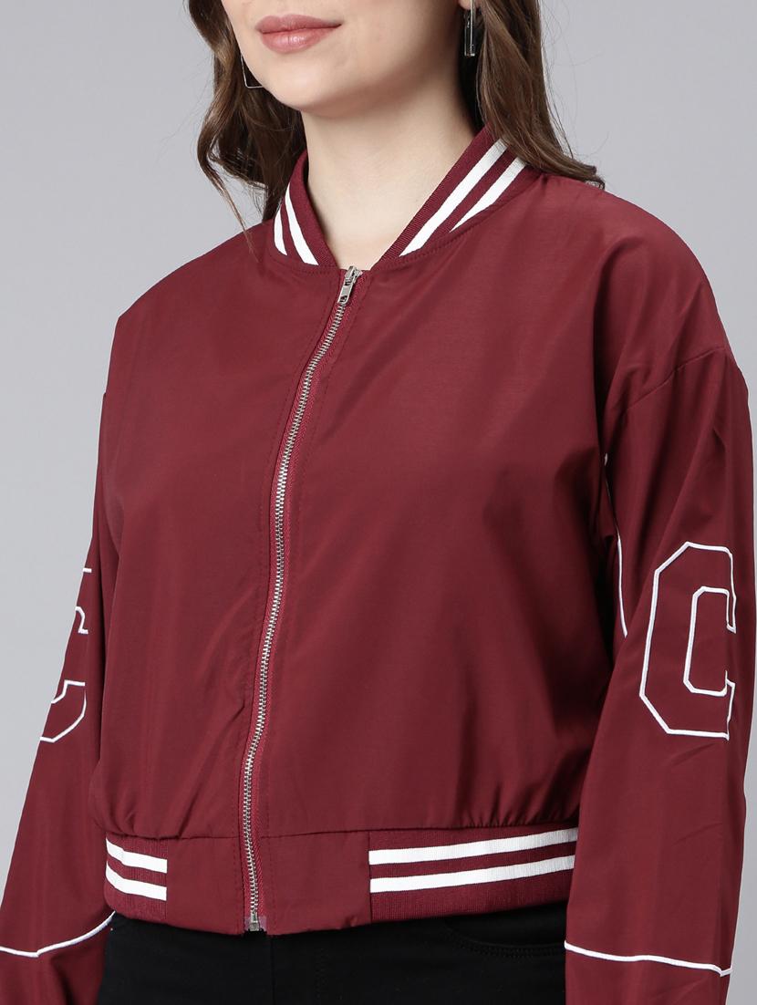 maroon nylon bomberbiker jacket - 20917197 - Standard Image - 6