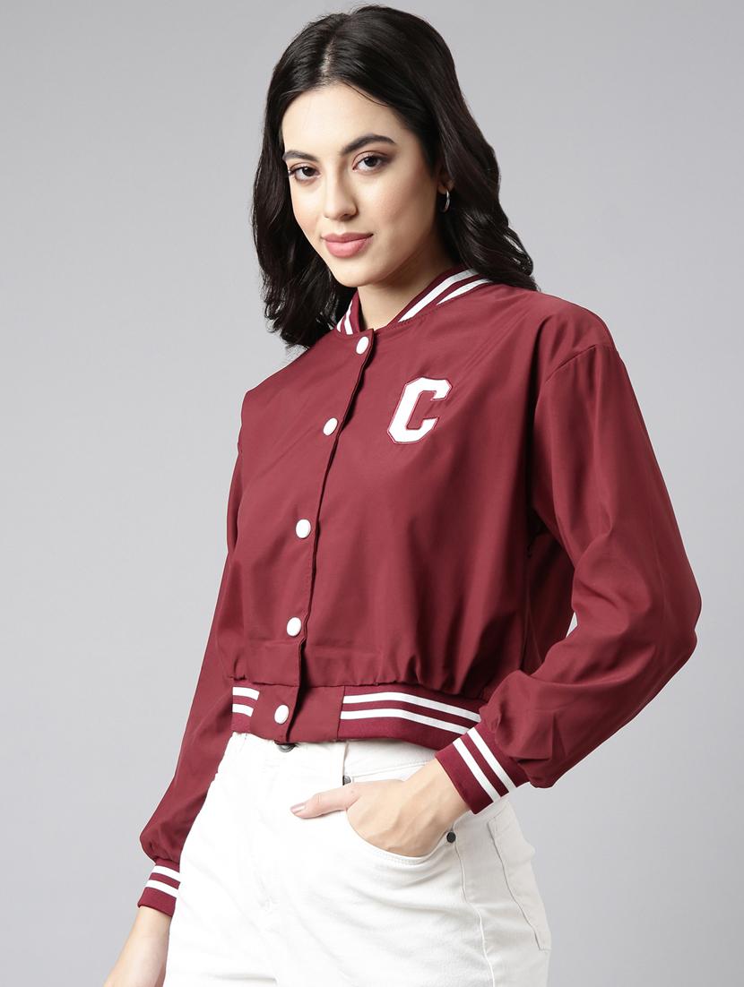 maroon nylon varsity jacket - 20917203 - Standard Image - 1