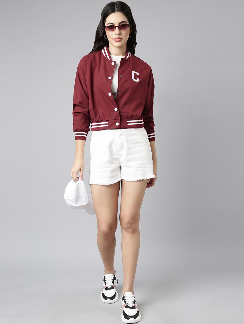 maroon nylon varsity jacket - 20917203 - Standard Image - 4