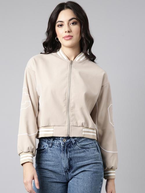 beige nylon varsity jacket - 20917219 - Standard Image - 0