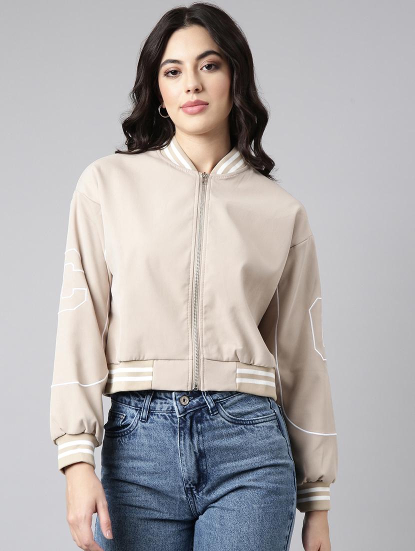 beige nylon varsity jacket - 20917219 - Zoom Image - 0