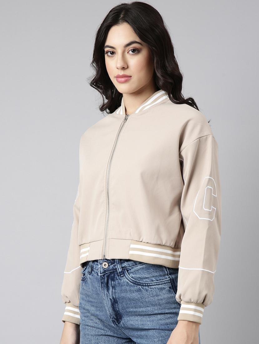 beige nylon varsity jacket - 20917219 - Standard Image - 1