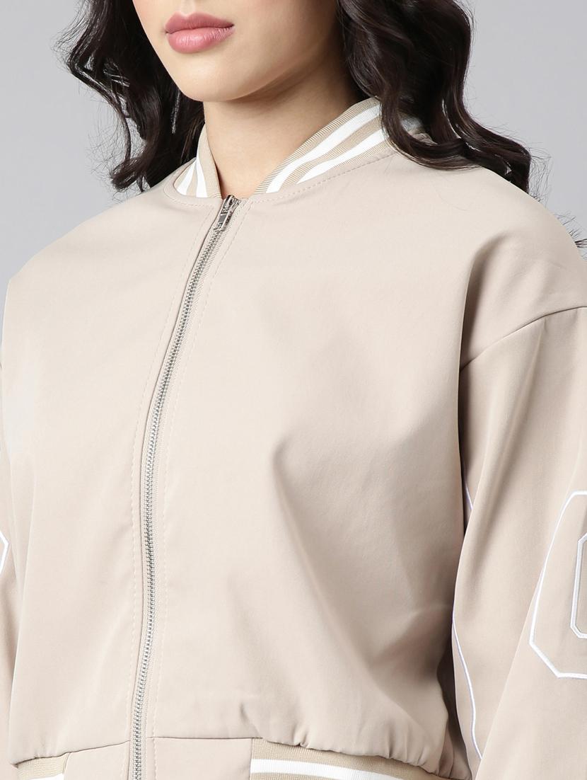 beige nylon varsity jacket - 20917219 - Standard Image - 6
