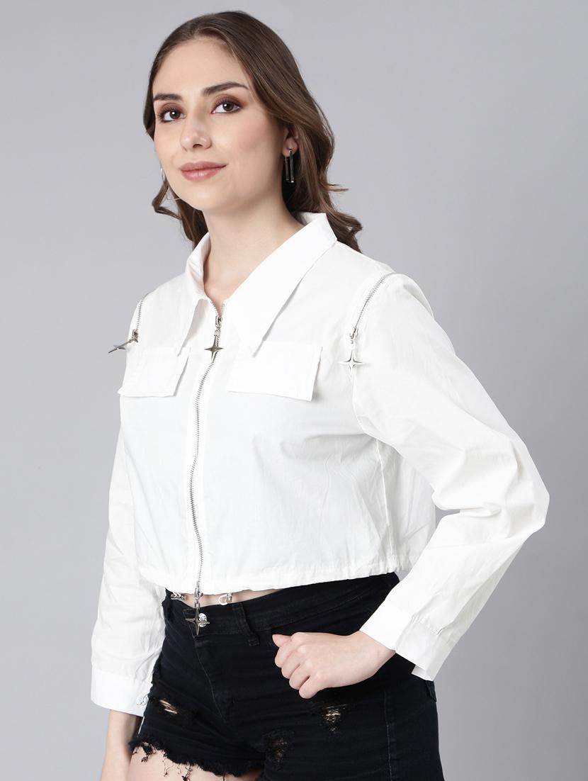 white cotton blend regular jacket - 20917230 - Standard Image - 1