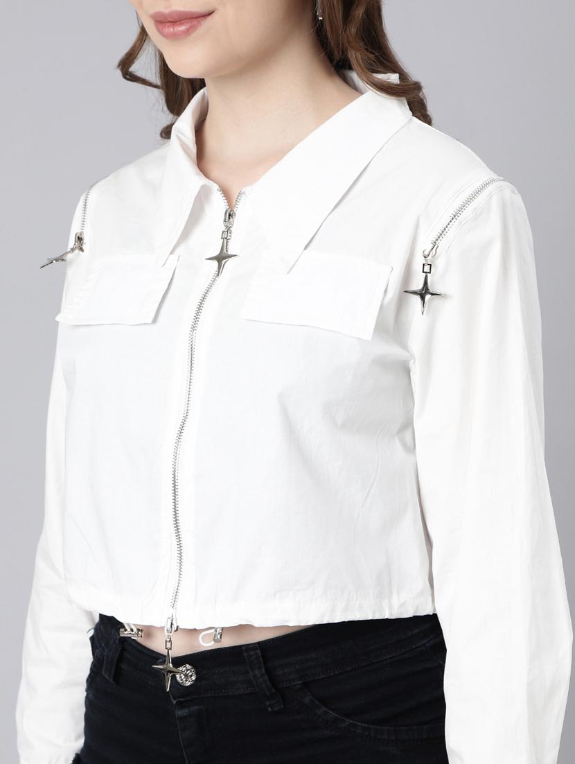 white cotton blend regular jacket - 20917230 - Standard Image - 6