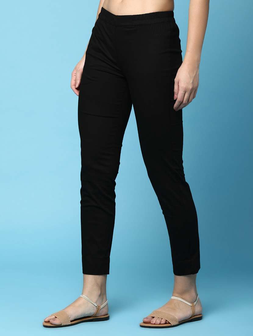women mid rise solid tapered pant - 20917816 -  Standard Image - 1