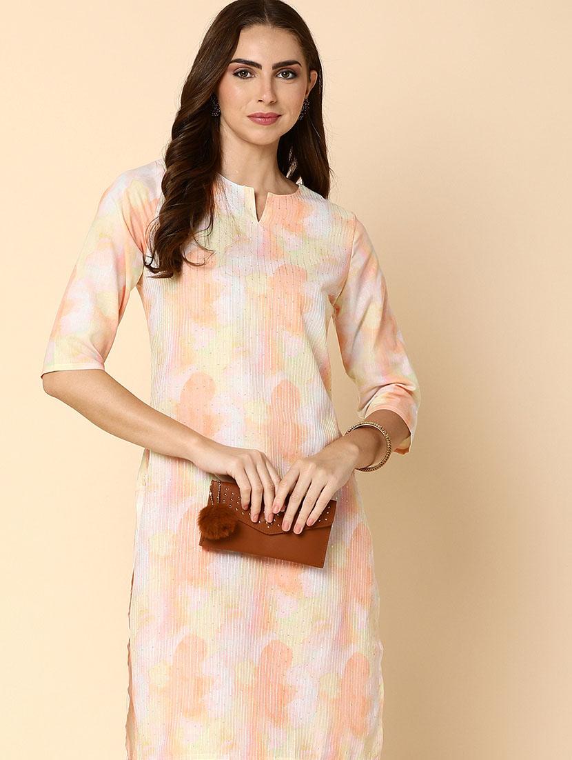 women multi color notch neck straight kurta - 20918649 -  Standard Image - 1