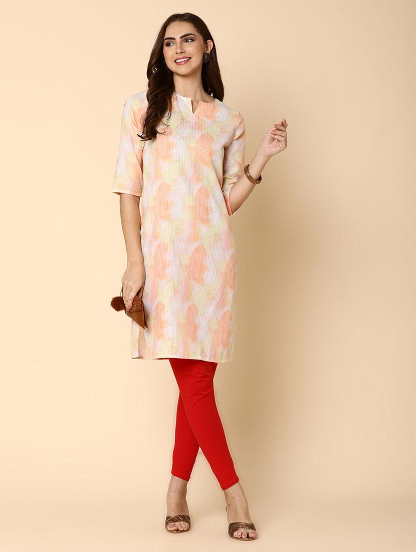 women multi color notch neck straight kurta - 20918649 - Standard Image - 4