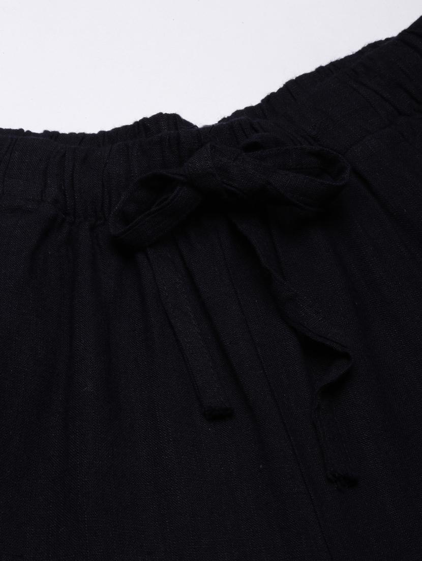 navy blue cotton blend palazzos - 20922047 - Standard Image - 6
