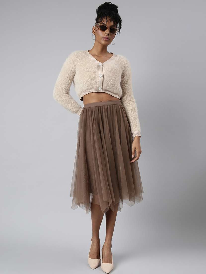 beige acrylic crop cardigan - 20925444 -  Standard Image - 4