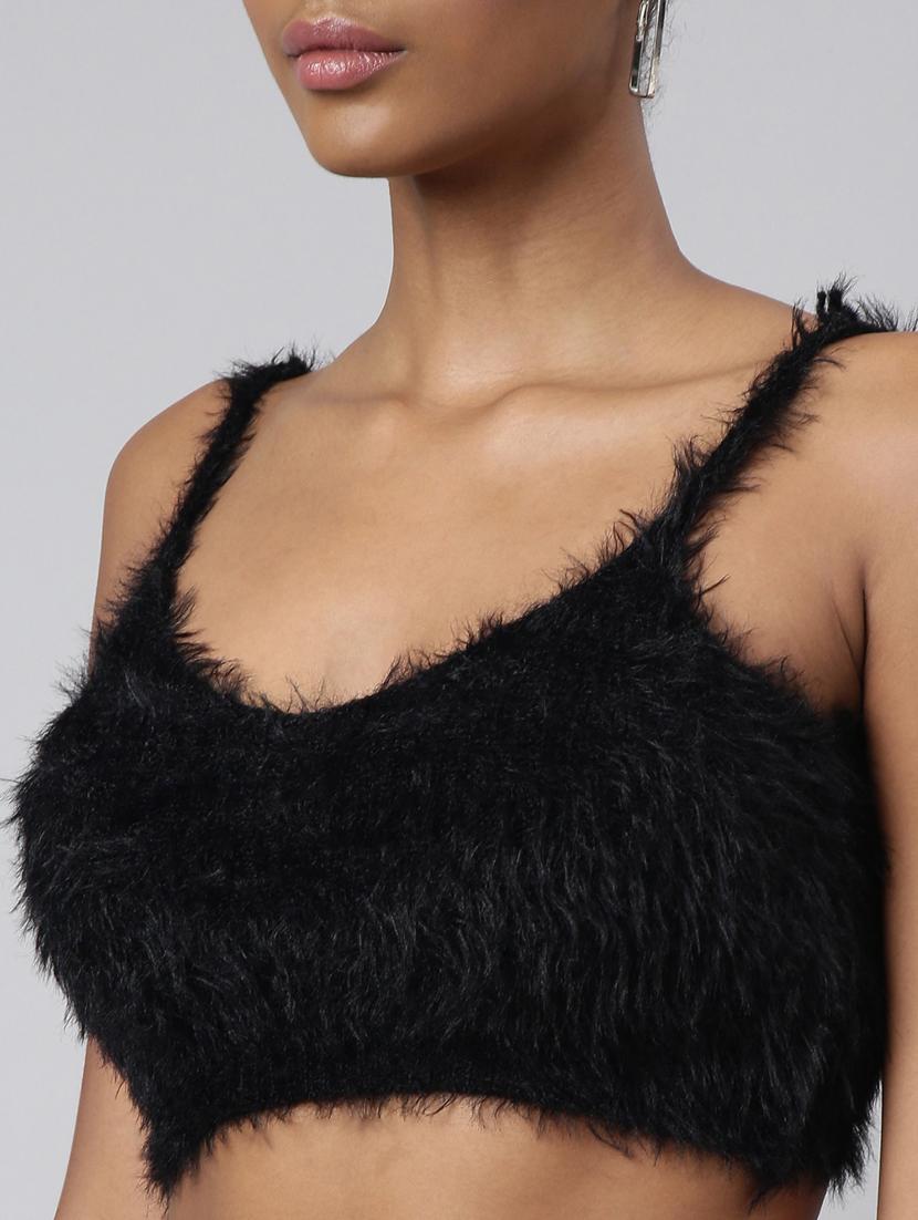 black nylon crop top with cardigan - 20925449 - Standard Image - 6