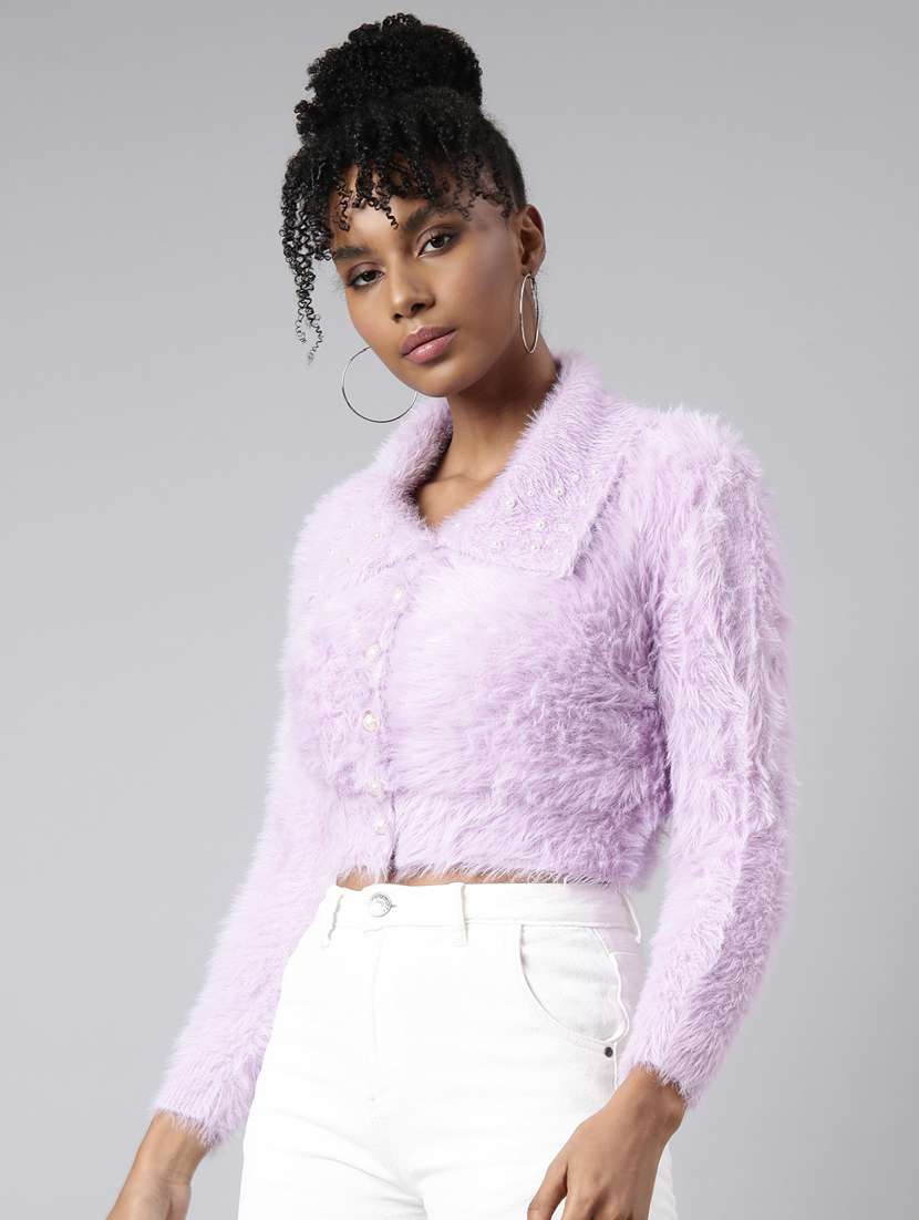 lavender acrylic cardigan - 20925455 -  Standard Image - 1