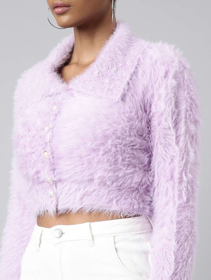 lavender acrylic cardigan - 20925455 -  Standard Image - 6