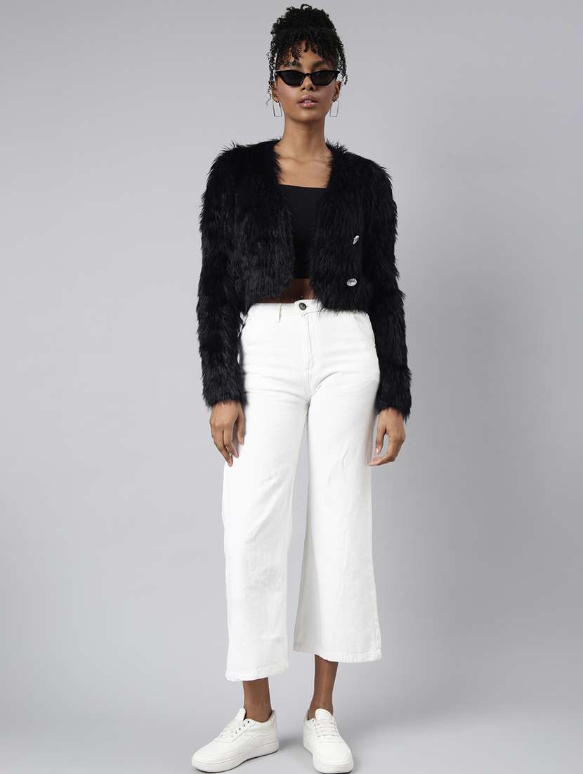 women solid long sleeves crop cardigan - 20925466 -  Standard Image - 4