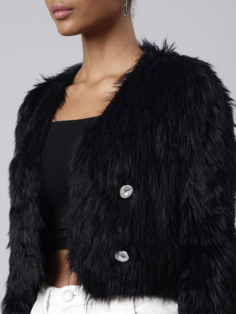 women solid long sleeves crop cardigan - 20925466 -  Standard Image - 6