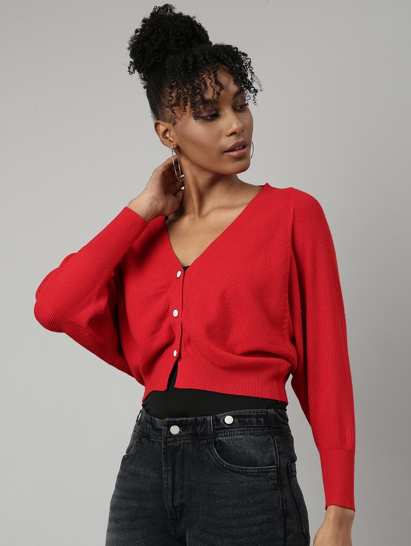 red acrylic cardigan - 20925470 -  Standard Image - 1
