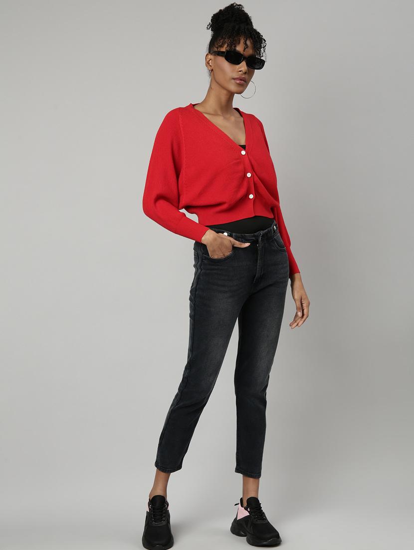 red acrylic cardigan - 20925470 - Standard Image - 4
